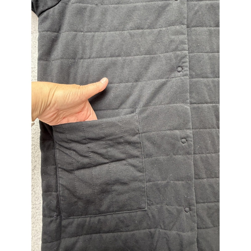Eileen Fisher Coat Womens Petite Small Black Quilted Organic Cotton Pockets - Picture 12 of 16
